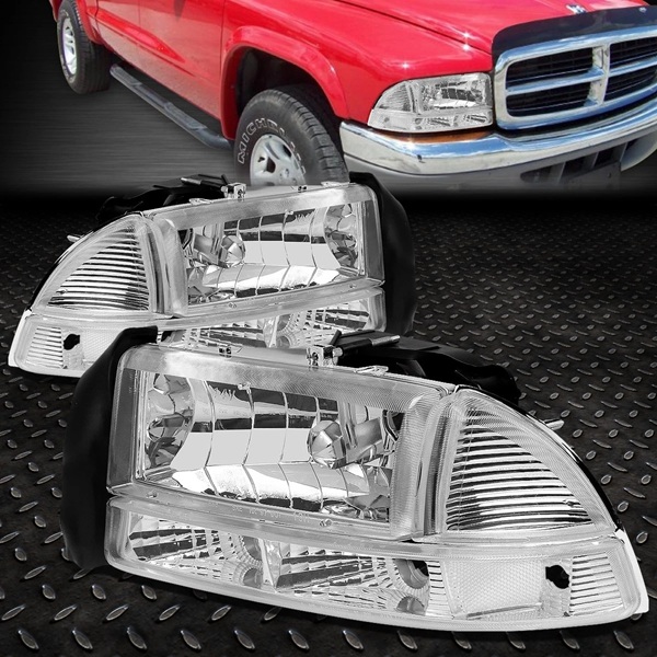 Chrome Housing Headlights Clear Corner 97-04 Dakota,Durango